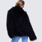 Fae Black Boxy Faux Fur Coat