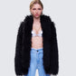 Fae Black Boxy Faux Fur Coat model front