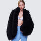 Fae Black Boxy Faux Fur Coat