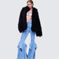 Fae Black Boxy Faux Fur Coat