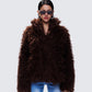 Fae Brown Boxy Faux Fur Coat model front