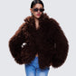 Fae Brown Boxy Faux Fur Coat