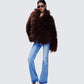 Fae Brown Boxy Faux Fur Coat