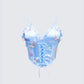 Faelina Blue Satin Butterfly Corset