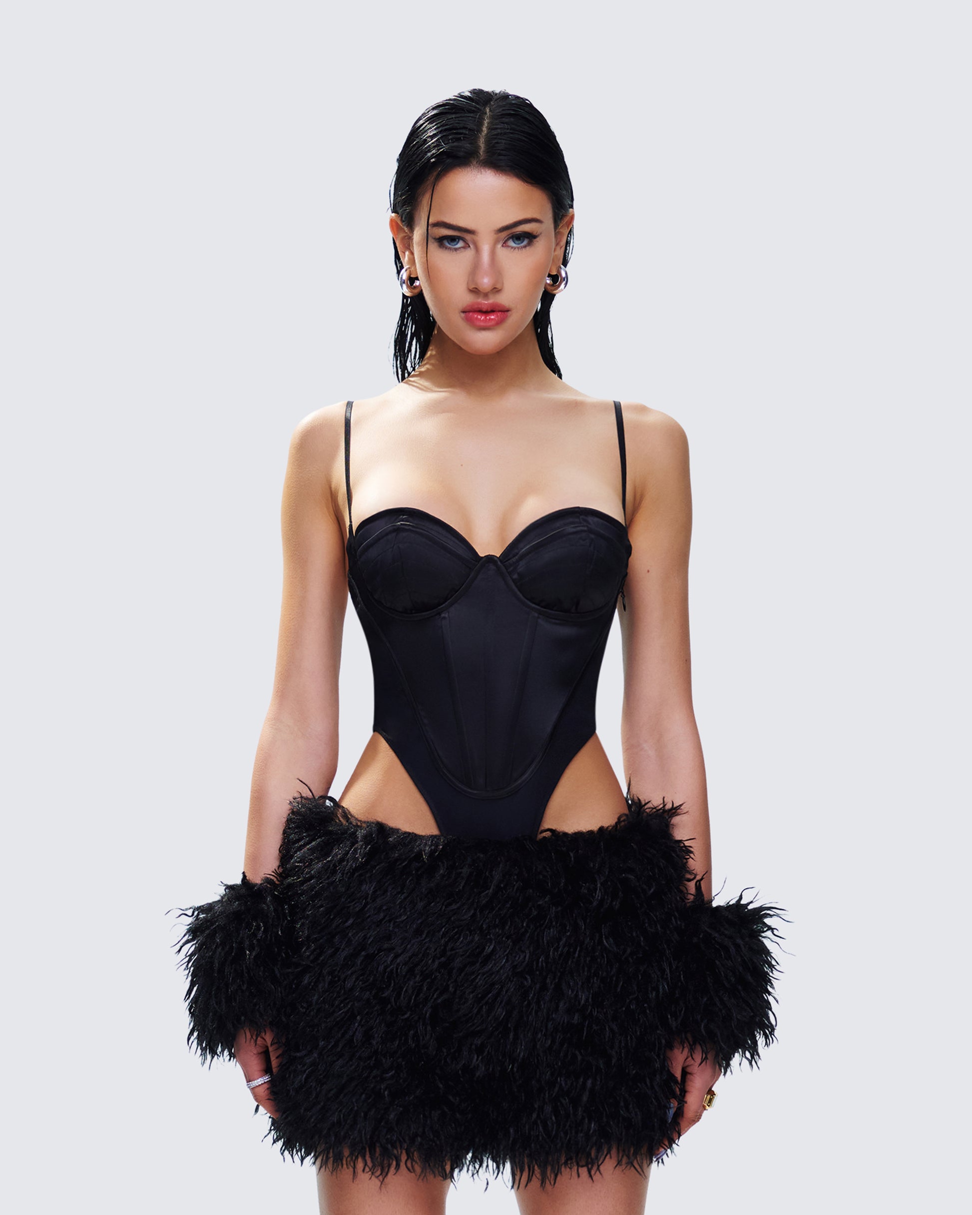 Lesia Black Halter Tennis Dress model front