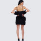 Fara Black Satin Faux Fur Set