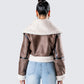 Farah Brown Vegan Leather Bomber