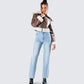 Farah Brown Vegan Leather Bomber
