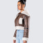 Farah Brown Vegan Leather Bomber