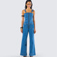 Fawn Blue Denim Overalls model front