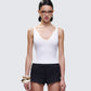 Fia White Strappy Ribbed Tank Top model front