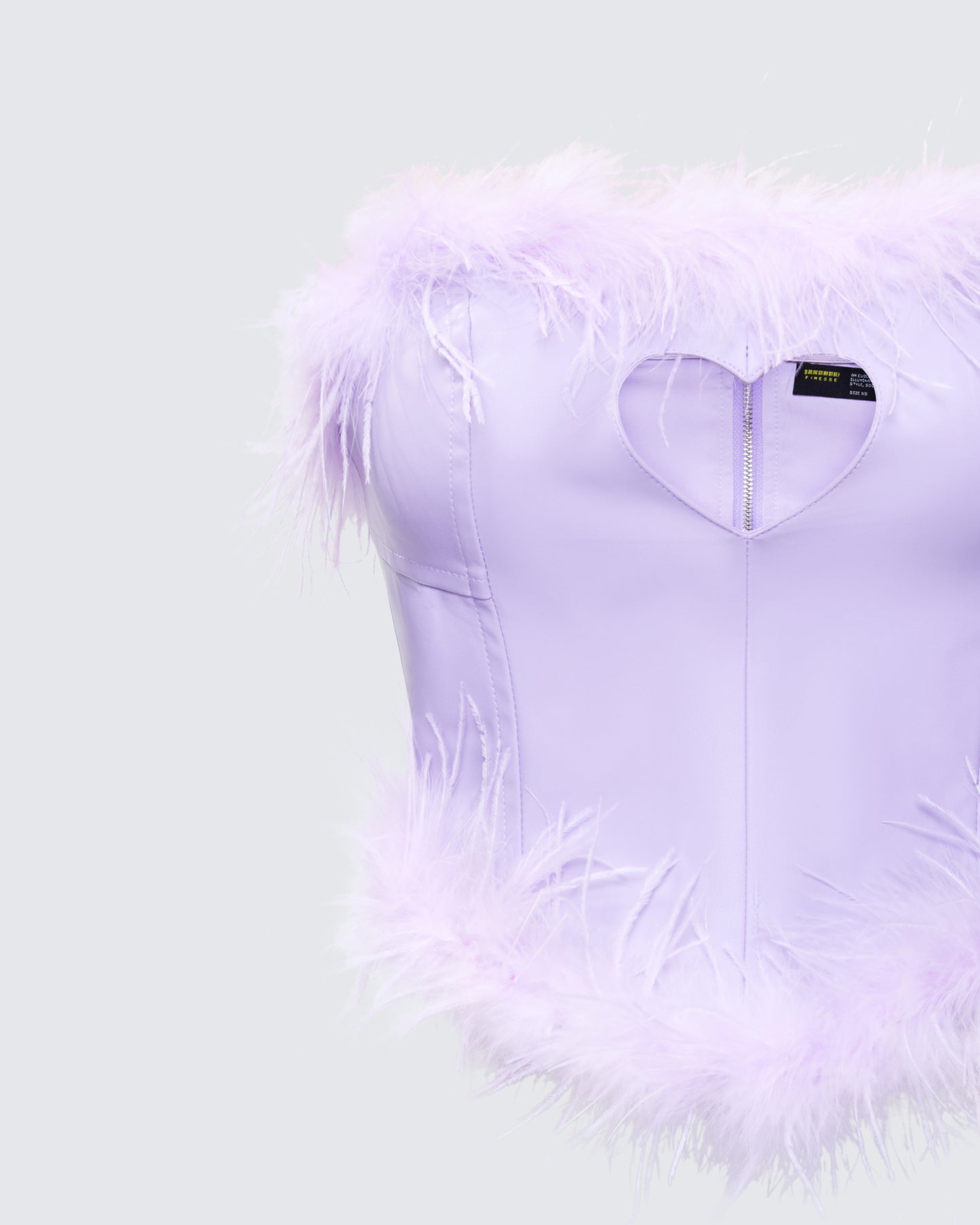 Abrielle Purple Cut Out Feather Corset Top