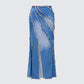 Briony Blue Denim Frayed Maxi Skirt product front