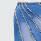 Briony Blue Denim Frayed Maxi Skirt