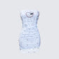 Clover Hand Beaded Rhinestone Baby Blue Mini Dress product front