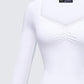 Draya White Rib Lace Top