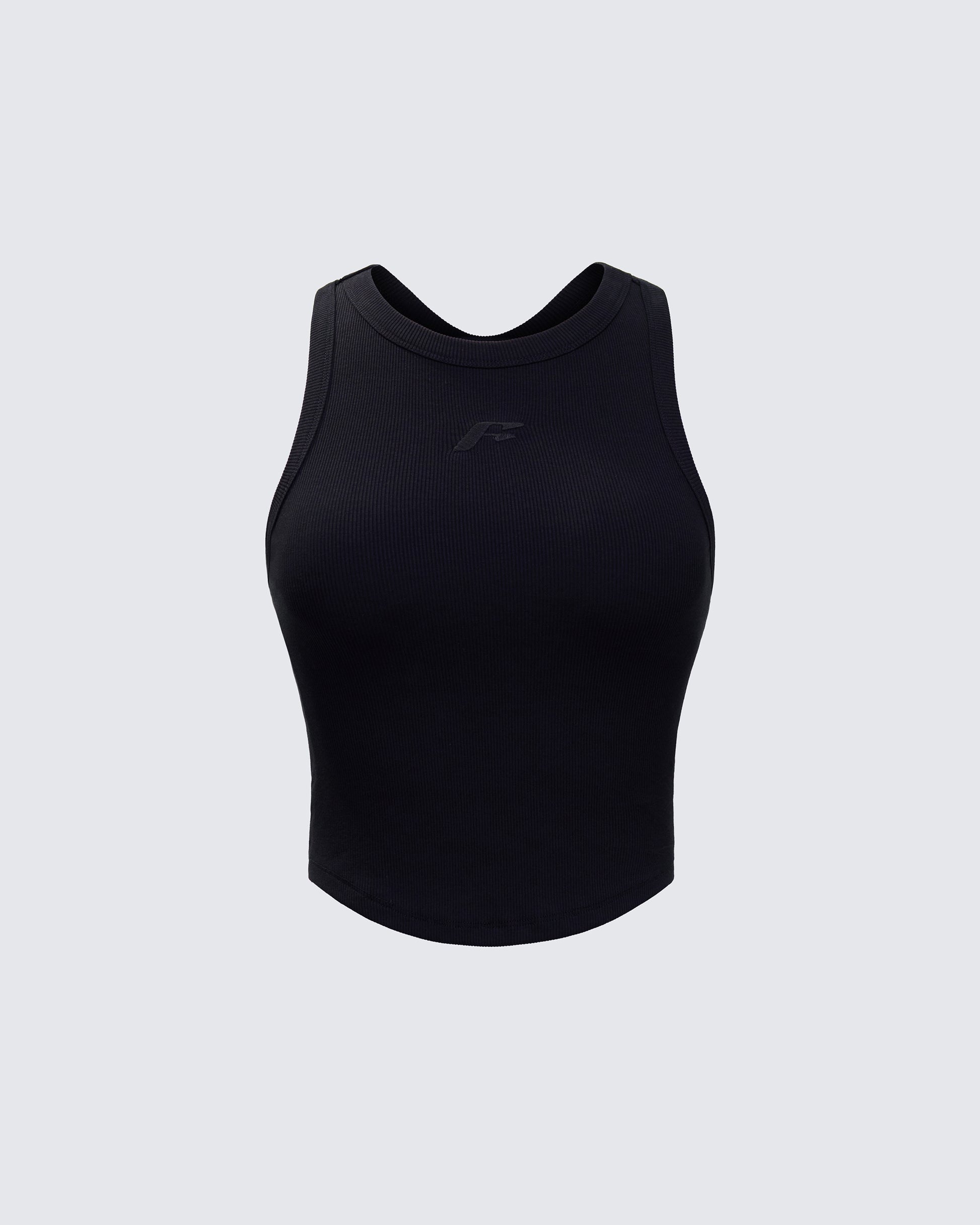 Enid Black Scoop Hem Tank Top product front