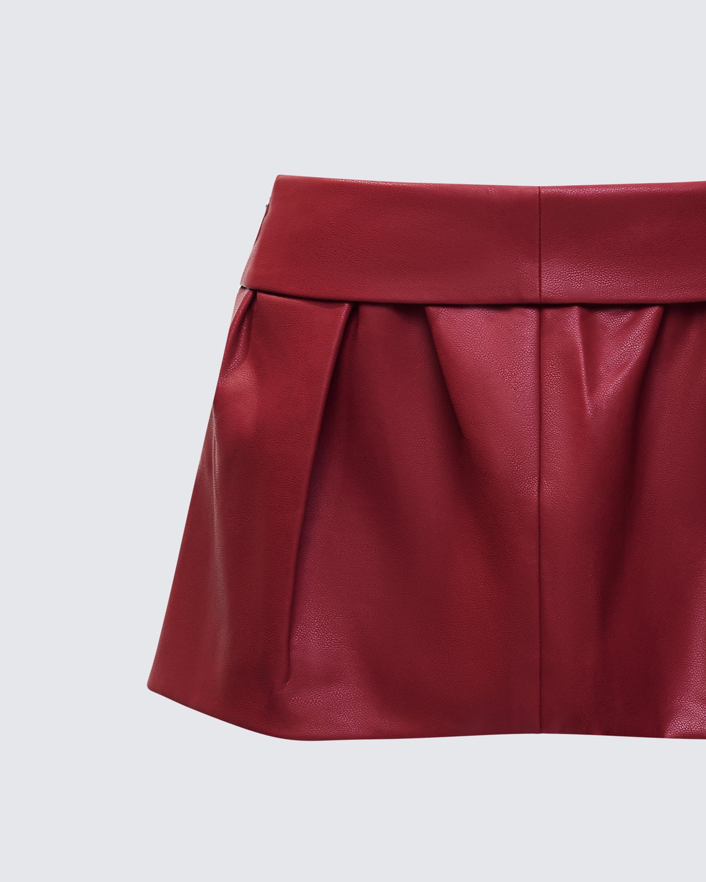Eunji Red Vegan Leather Micro Mini Skirt
