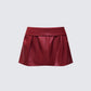 Eunji Red Vegan Leather Micro Mini Skirt product front
