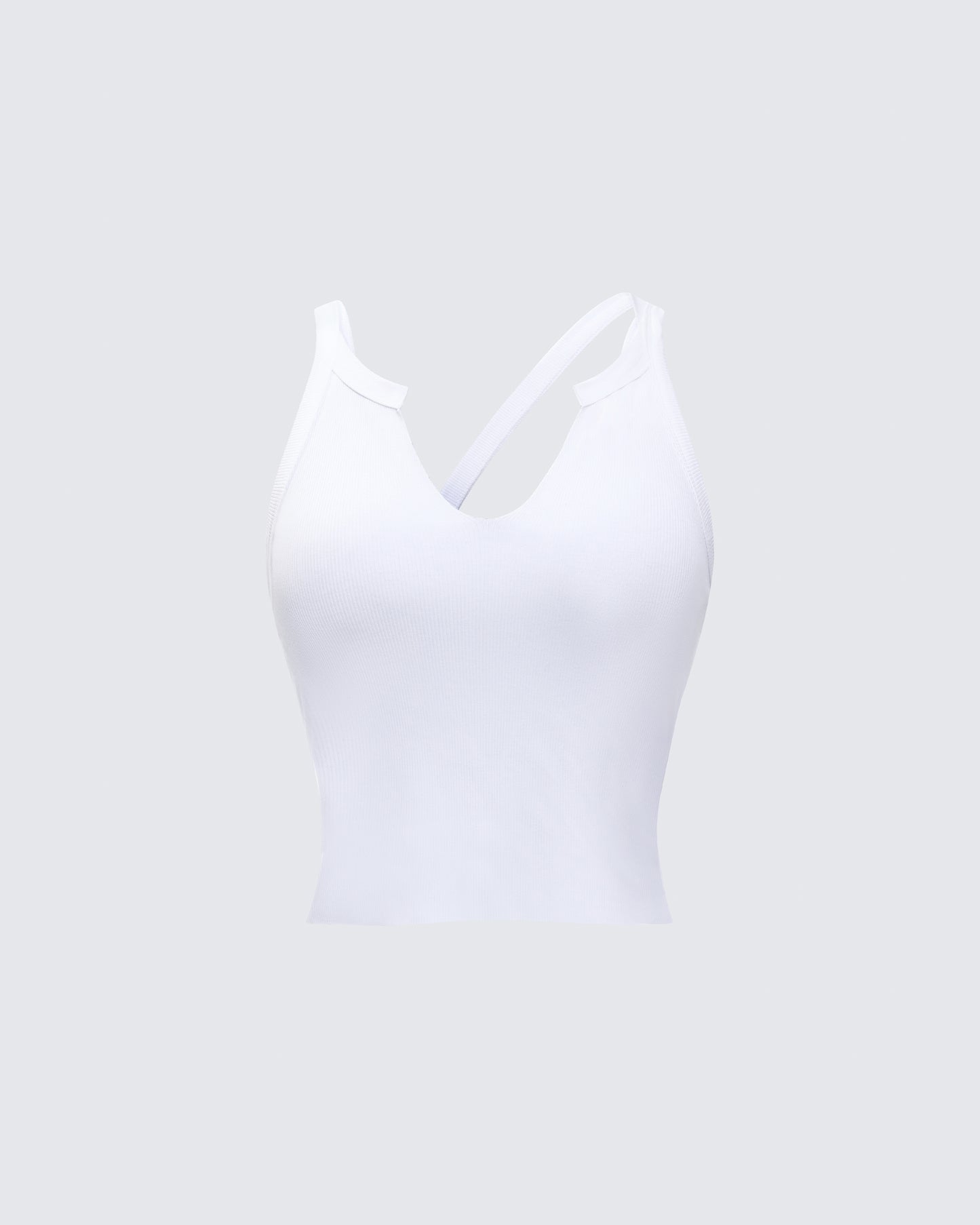 Fia White Strappy Ribbed Tank Top product front