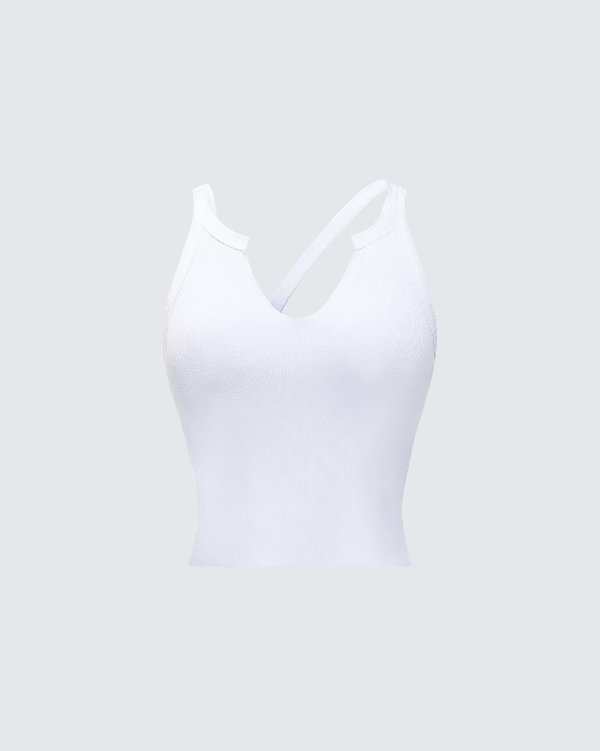 Fia White Strappy Ribbed Tank Top product front
