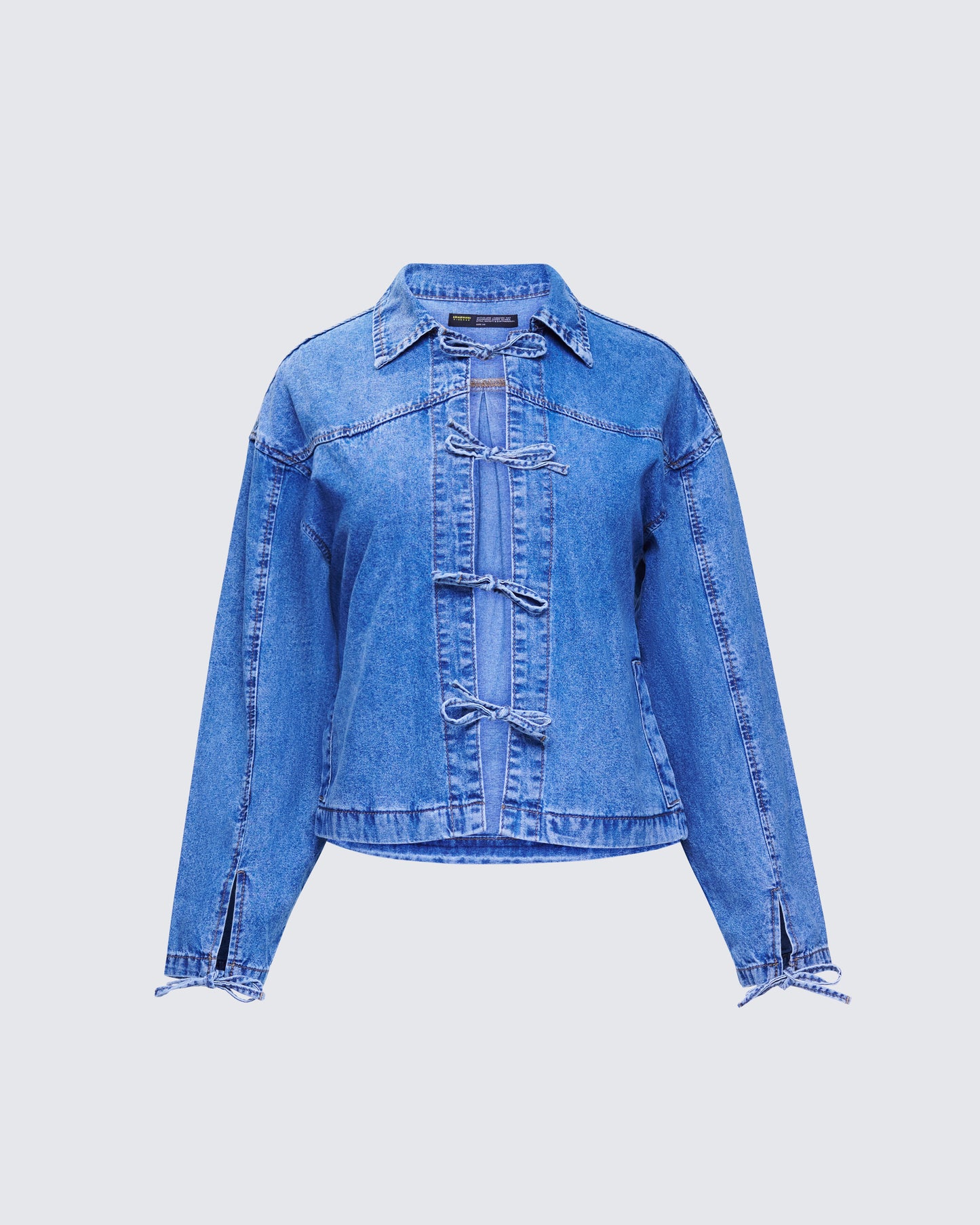 Freesia Blue Bow Tied Denim Shirt Jacket product front