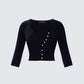 Kimmy Black Ribbed Cardigan Top product front