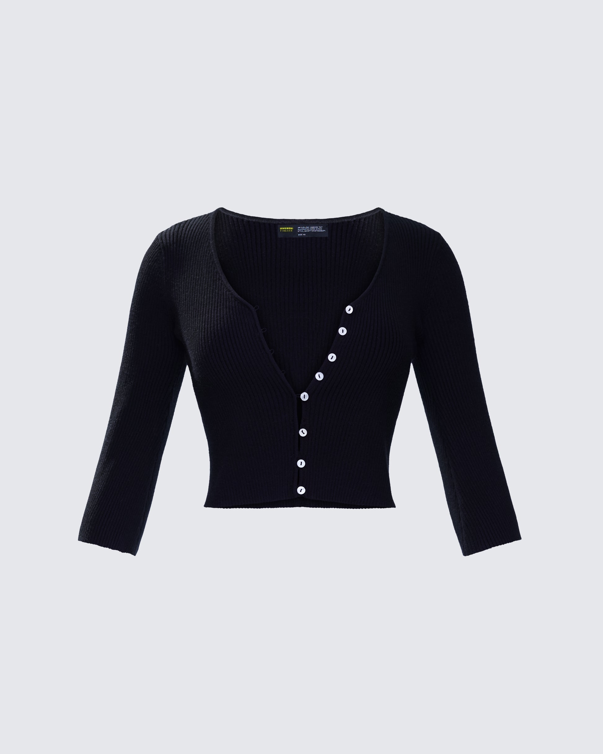 Kimmy Black Ribbed Cardigan Top product front