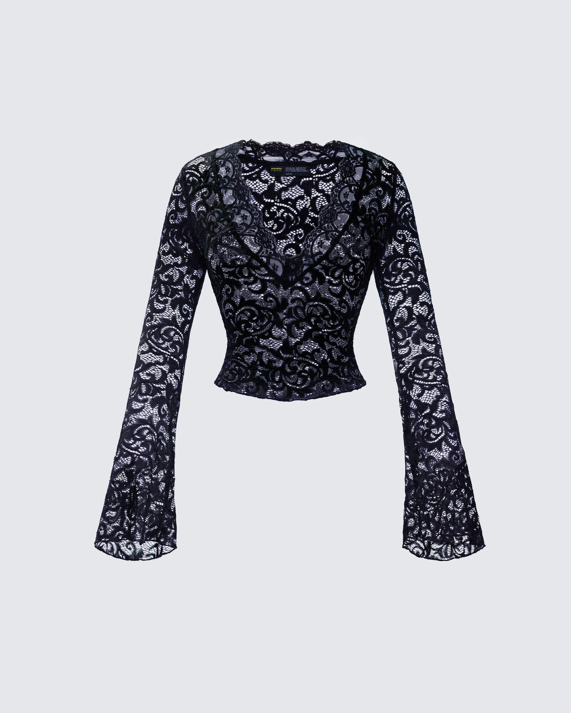 Suki Black Lace Long Sleeve Top product front