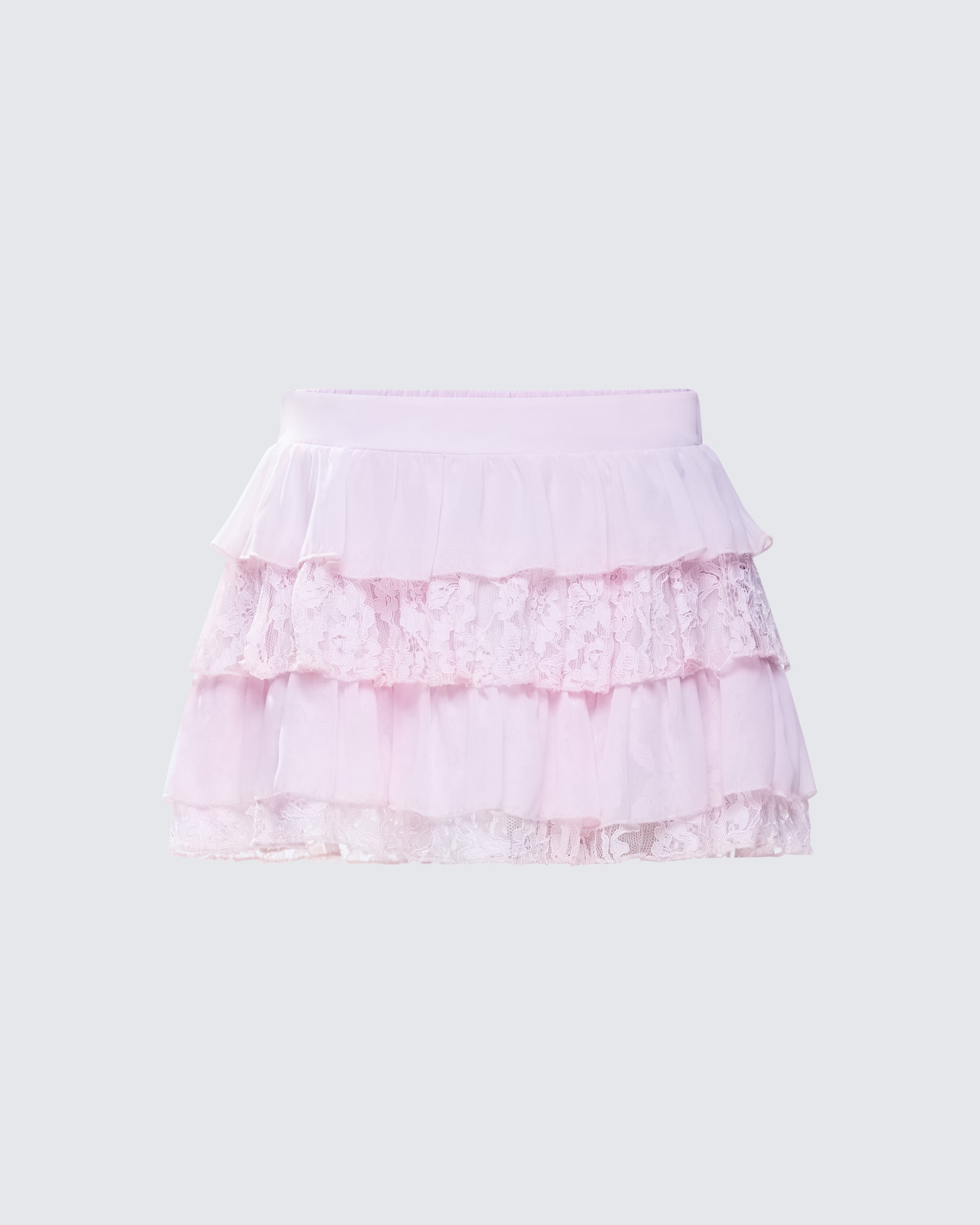 Maris Pink Tiered Ruffle Mini Skirt product front