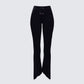 Iva Black Ribbed V Waist Pant 3d product front