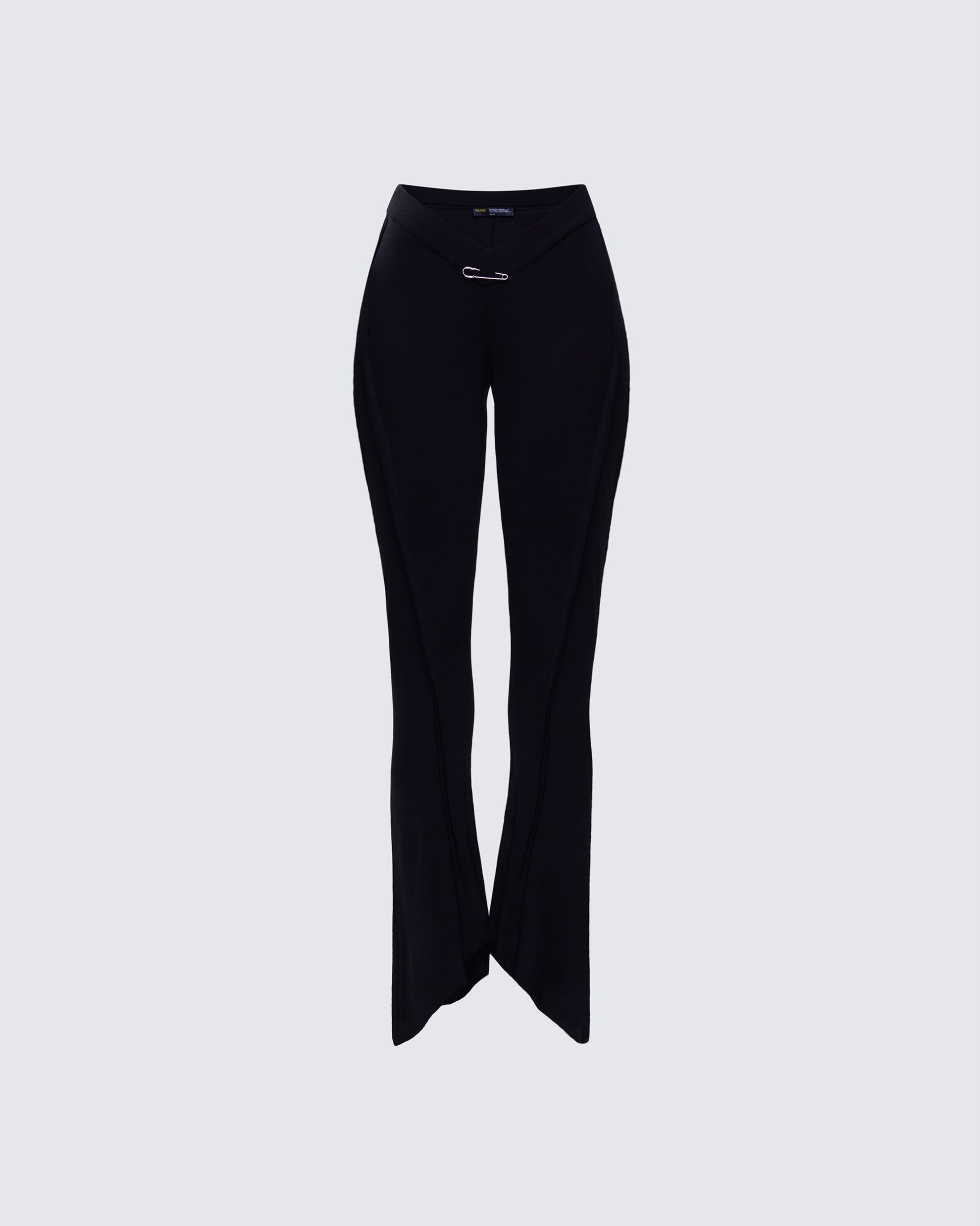 Iva Black Ribbed V Waist Pant 3d product front