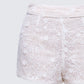 Keturah White Embroidered Lace Short