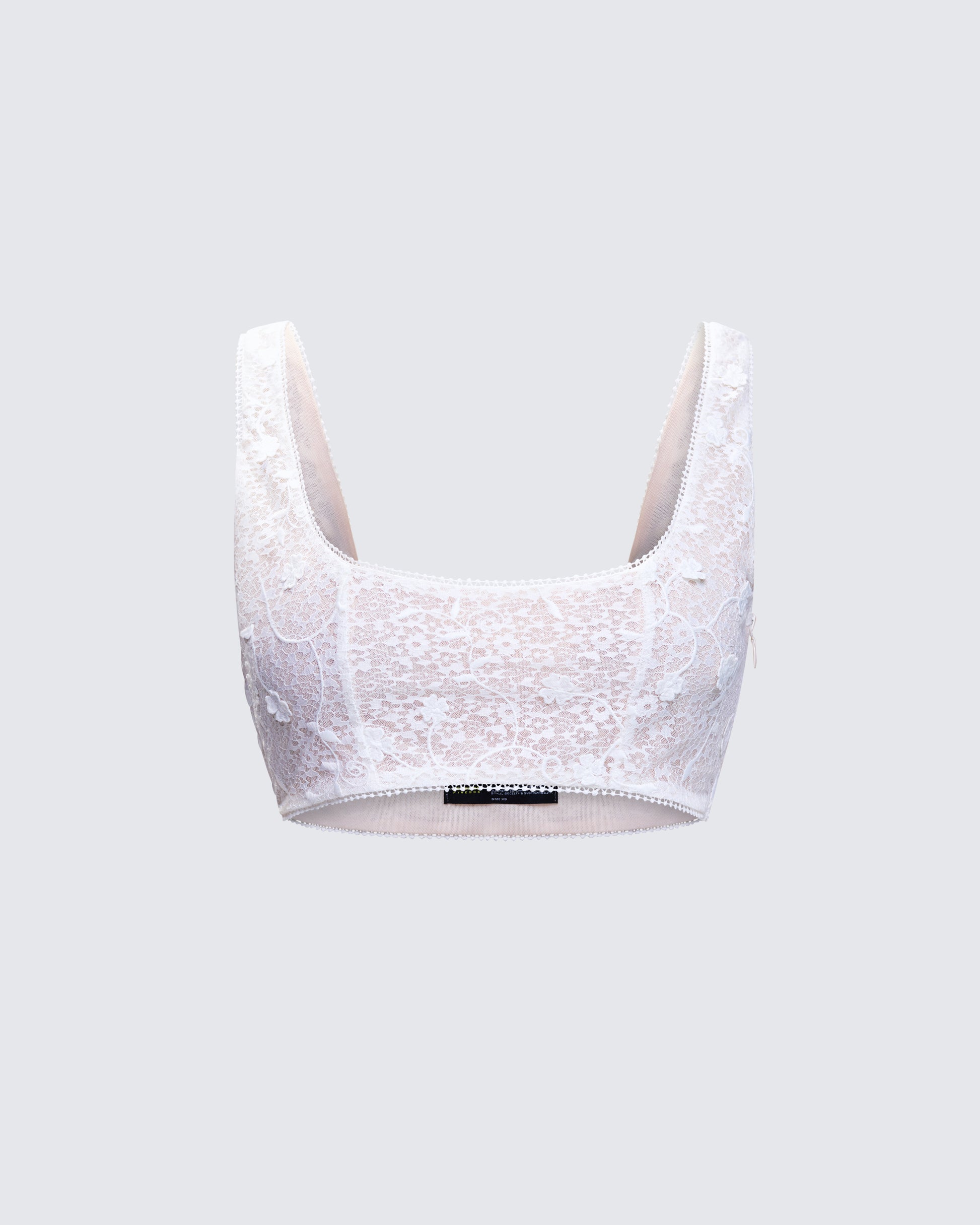 Keturah White Embroidered Lace Bra Top product front