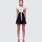 Ottilie Black Oversized Bow Mini Dress model front