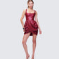 Thalassa Red Vegan Leather Folded Mini Dress