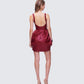 Thalassa Red Vegan Leather Folded Mini Dress