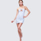 Clover Hand Beaded Rhinestone Baby Blue Mini Dress