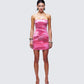 Magali Pink Printed Sequin Strapless Dress model front