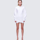 Regan White Cinched Tucked Mini Dress model front