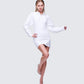 Regan White Cinched Tucked Mini Dress