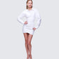Regan White Cinched Tucked Mini Dress