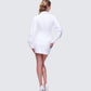 Regan White Cinched Tucked Mini Dress