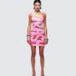 Lyla Red Sequin Slogan Mini Dress model front