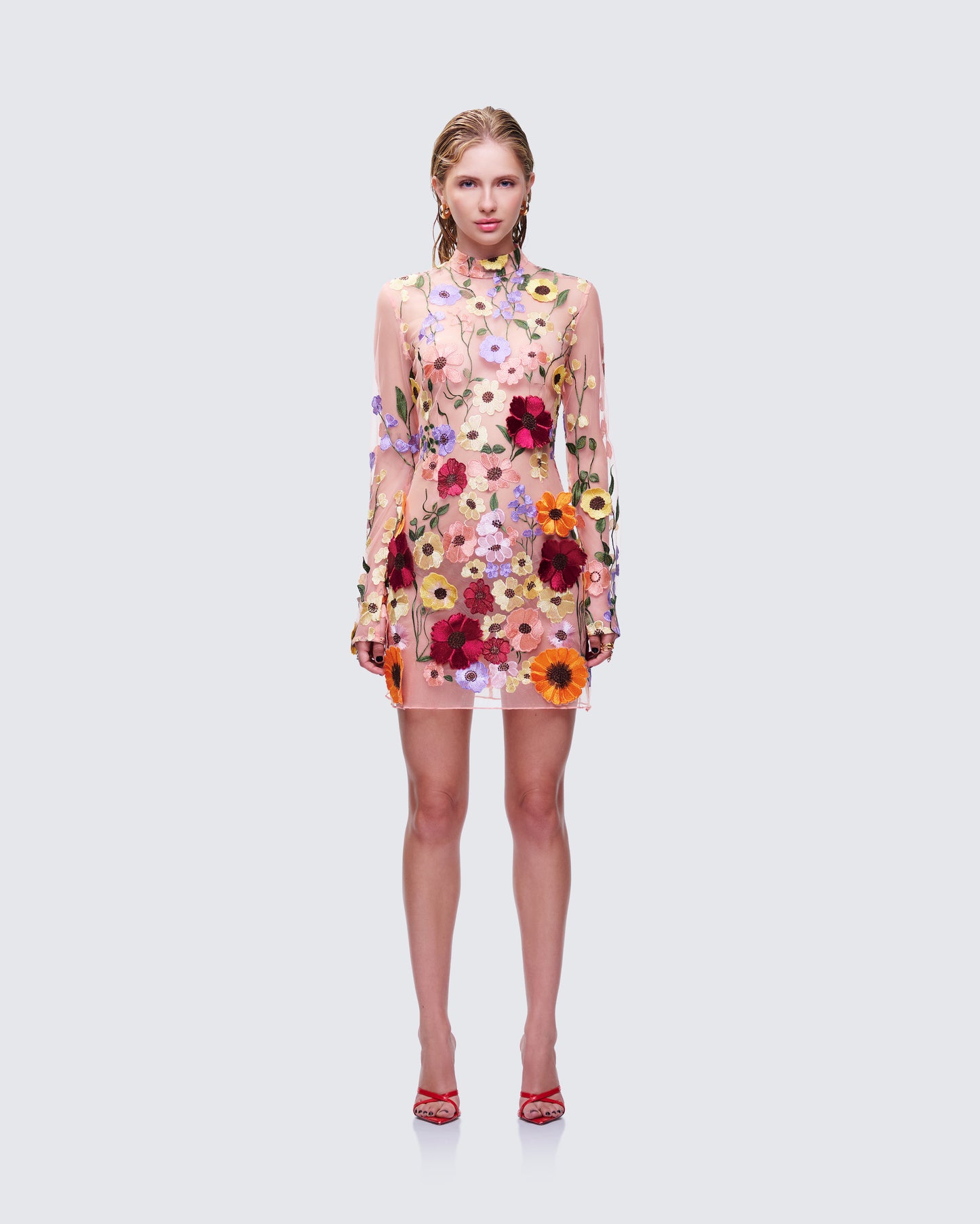 Flora Flower Mini Dress model front