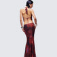 Neeve Red Mesh Bead Trim Maxi Dress