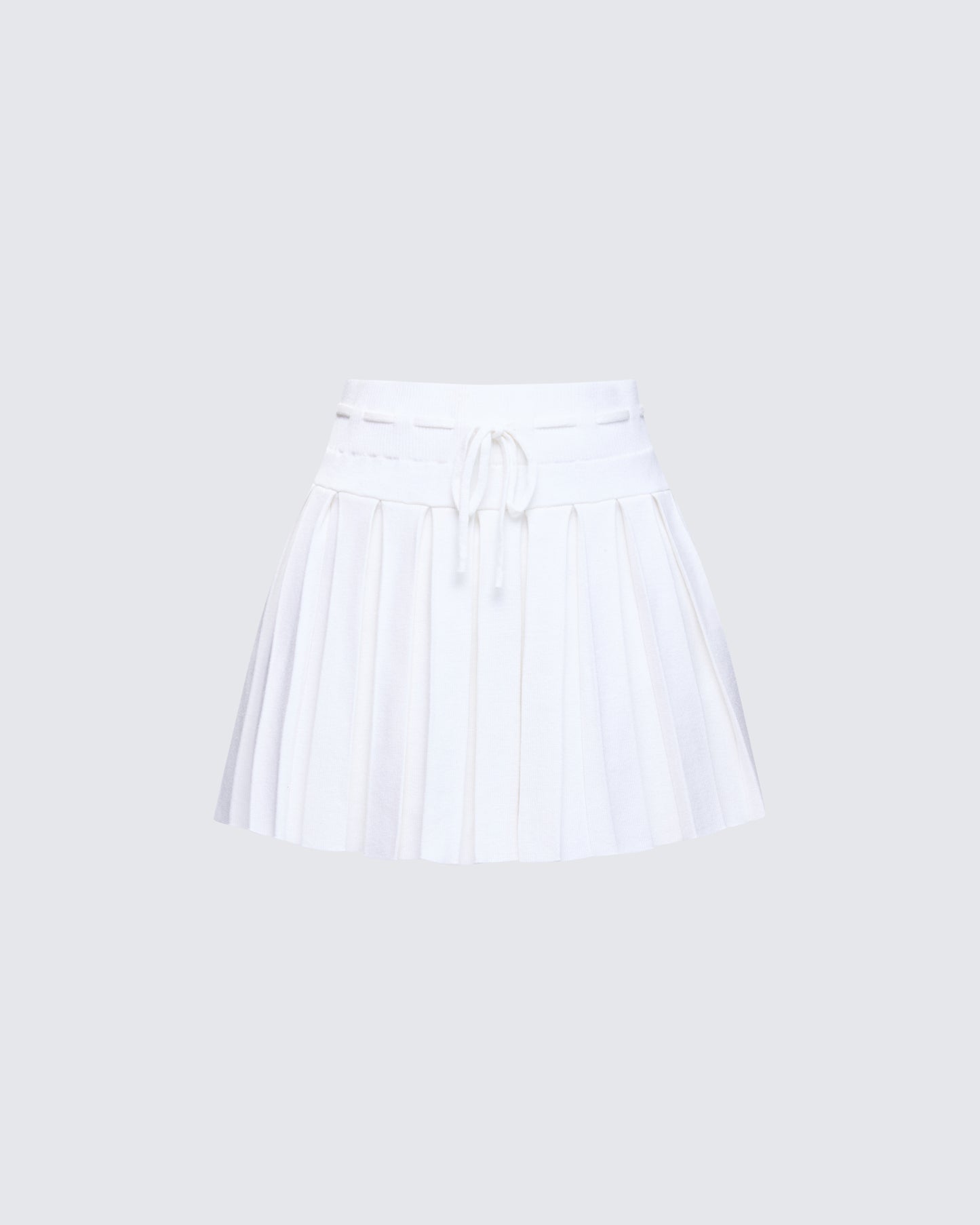 Lucien White Ribbon Path Knitted Pleated Skirt product front
