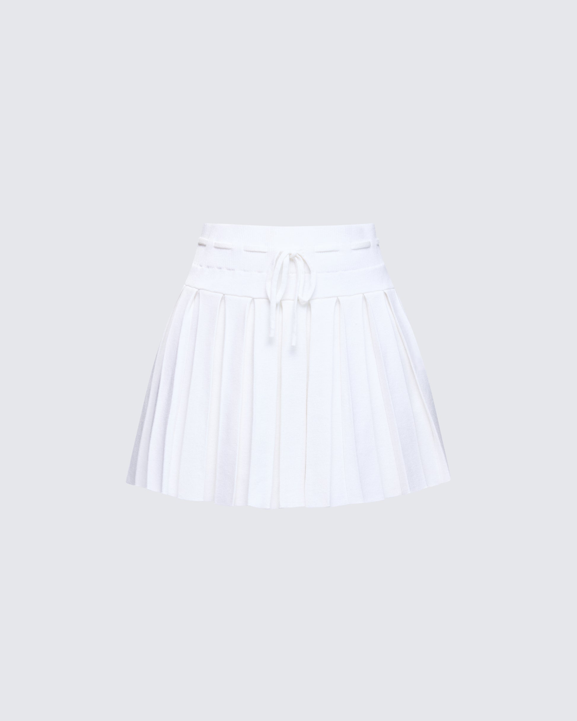 Lucien White Ribbon Path Knitted Pleated Skirt product front