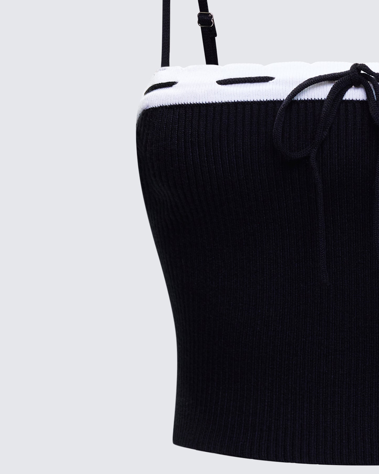 Lucien Black Ribbon Path Knitted Top
