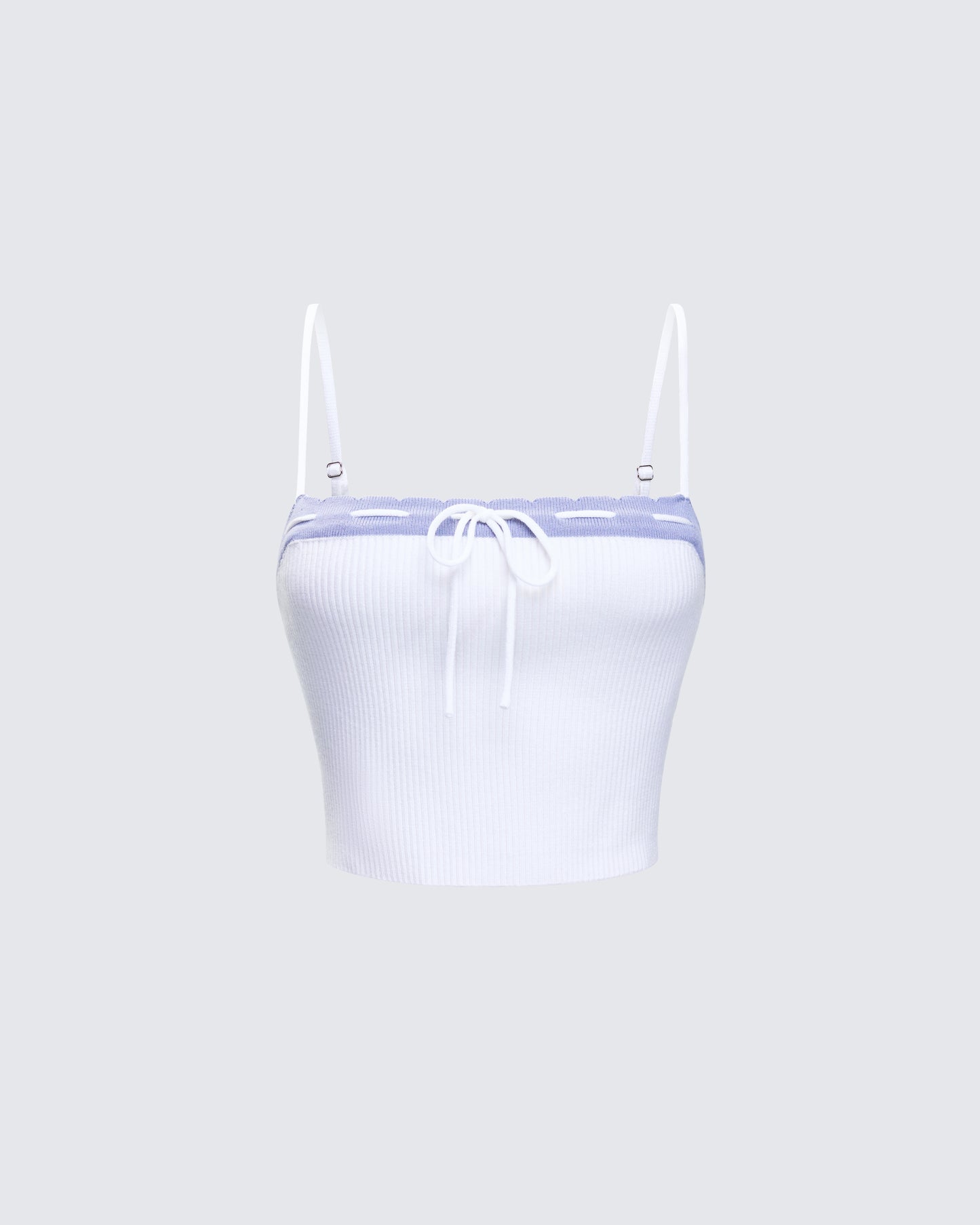 Lucien White Ribbon Path Knitted Top product front
